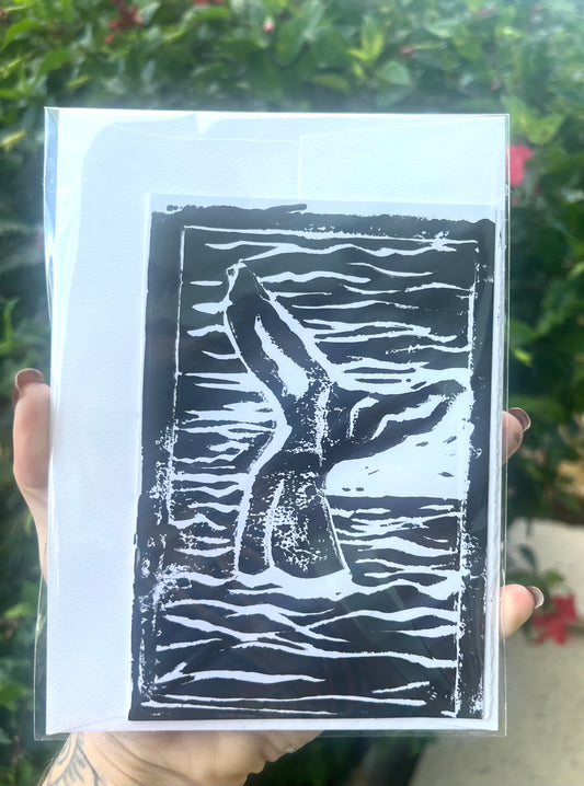 Whale Card (ink print)